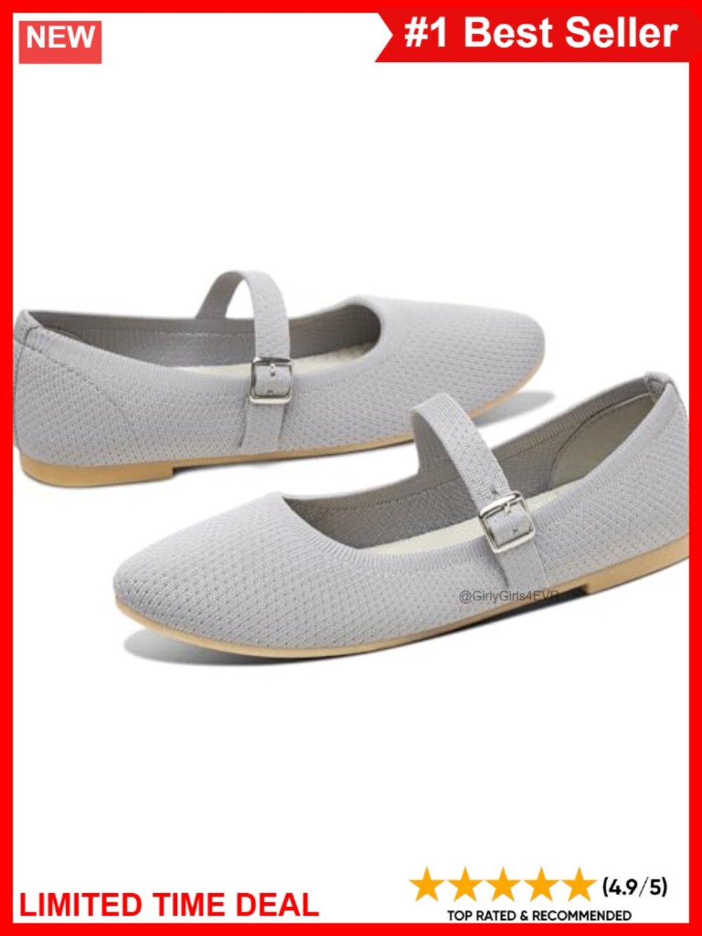 Women's Knit Mary Jane Flats Breathable Mesh Strap Ballet Shoes Round Toe